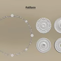 White Decorative Ceiling Medallions Featuring Various Circular Patterns For Home Interior 3d model