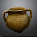Traditional Clay Pot Sculpture Carving With Two Handles And Intricate Patterns