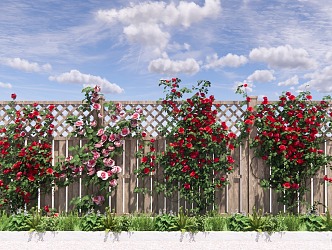 Modern Vine Garden Climbing Vine Rose Flower Vine Green Plant Landscape Plant Wall 3d model