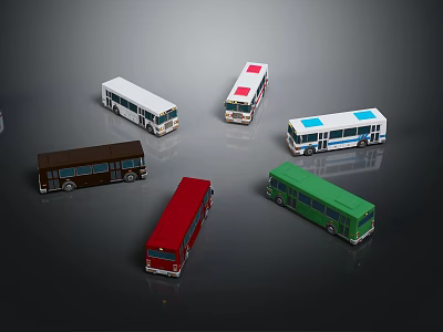 Multi Colored Miniature Bus Models with Different Designs on 3d model