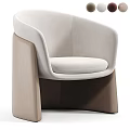 Elegant Modern Beige Single Sofa With Curved Backrest And Comfortable Velvet Fabric