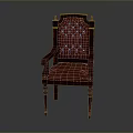 Vintage Leather Armchair With Carved Wood Accents And Tufted Back Design