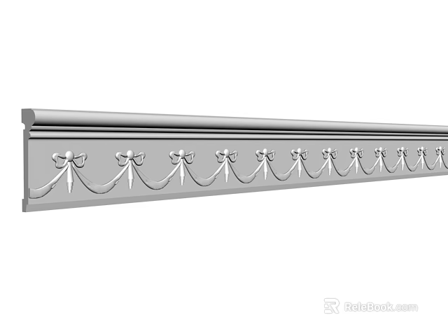 Elegant Gypsum Cornice With Ornate Bow Patterns For Interior Wall Ceiling Trim 3d model 