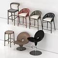 Modern Bar Stools With Backrest Various Colors And Metal Frame Designs 3d model