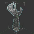 Detailed Geometric Hand Sculpture 3D Carving With Wireframe Structure And Artistic Design