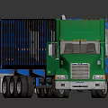 Green Semi Truck With Blue Cargo Trailer For Heavy Duty Transportation