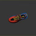 Vibrant Red Blue Athletic Sneakers With Yellow Laces And Cushioned Traction Sole