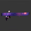 Game Animated Panda Character With Dynamic Pose On Purple Spiral Structure