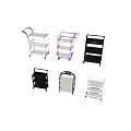 Multi Colored Mobile Trolleys With Shelves And Wheels For Various Uses 3d model