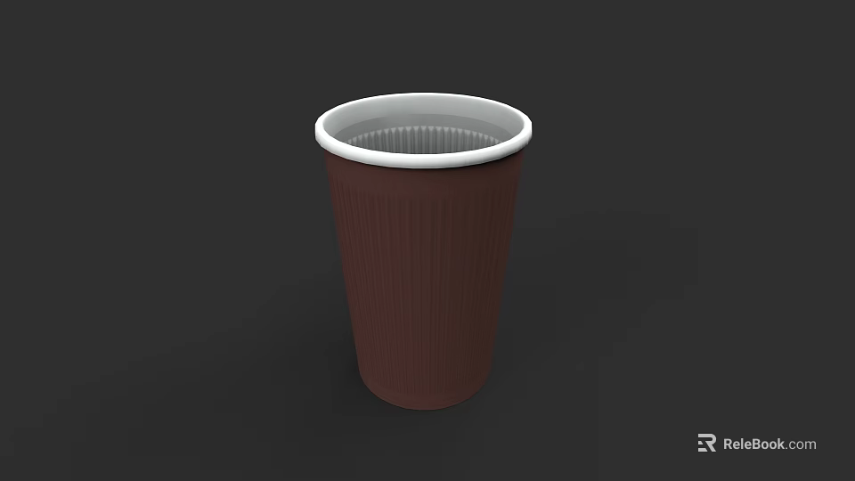 Modern Brown Ribbed Cup With White Rim And Textured Exterior Design 3d model 