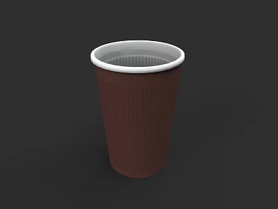 Modern Brown Ribbed Cup With White Rim And Textured Exterior Design 3d model