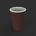 Modern Brown Ribbed Cup With White Rim And Textured Exterior Design