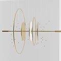 Modern Gold Chandelier Featuring Circular Rings Metal Frame and Hanging Decorative Beads