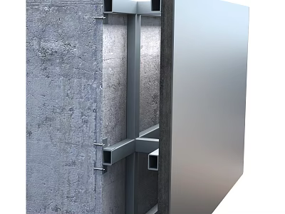 Modern Storefront Design With Metal Frame Structure And Concrete Wall Elements 3d model