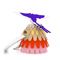 Bird Shaped Playground Equipment With Purple Wings Colorful Feather Design Stairs And Slide For Kids