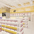 Well Organized Retail Store Interior With Shelves Of Snacks Drinks And Yellow Pillars