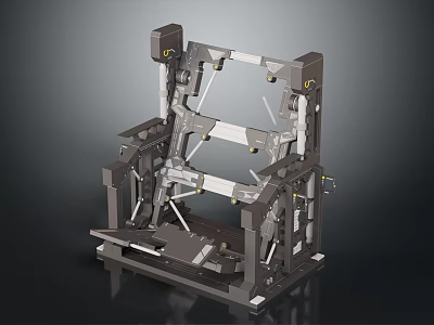 Industrial Mechanical Frame Structure With Metal Components Complex Joints And Supporting Base 3d model