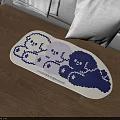 Cute White and Blue Cartoon Bear Pattern Oval Shaped Rug for Living Room Floor Decor