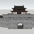 Ancient Chinese Architecture With City Wall And Multi Story Pavilion Traditional Roof