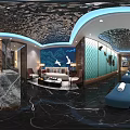 Luxury SPA Sauna Wellness Space With Comfortable Lounge Seats And Modern Decorative Lighting