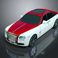 Luxury White And Red Sedan With Red Roof Front Grille And Black Wheels