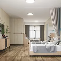 Modern Hospital Outpatient Ward Interior With Comfortable Beds Cabinets And Green Plants