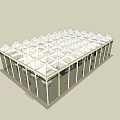 Modern Sales Office Building With Geometric White Canopy Roof And Column Supports