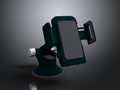 Stable Dark Green Computer Stand With Suction Cup Base And Adjustable Design 3d model
