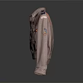 Light Brown Military Style Jacket With Collar Pockets Shoulder Straps And Sleeve Badges