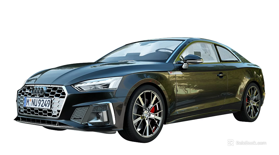 Black Audi Coupe Sports Car With Alloy Wheels And Red Brake Calipers 3d model 