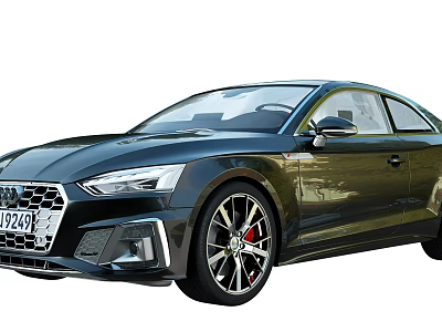 Black Audi Coupe Sports Car With Alloy Wheels And Red Brake Calipers 3d model