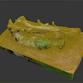 Natural Wood Log Decorative Scene With Red Base And Green Moss