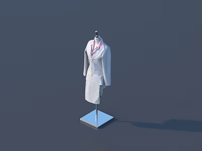 Mannequin Displaying White Blazer With Pink Collar And Matching Dress 3d model