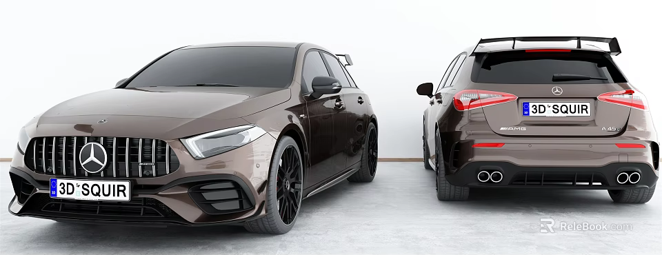 Sporty Dark Brown Cars With Aerodynamic Design Alloy Wheels And Rear Spoiler 3d model 