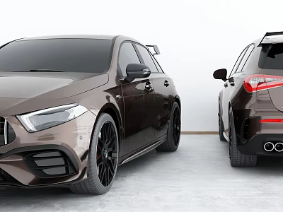 Sporty Dark Brown Cars With Aerodynamic Design Alloy Wheels And Rear Spoiler 3d model