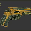Futuristic Green And Yellow Sci Fi Gun Weapon With Modern Design Features