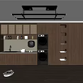 Modern Home Balcony With Washing Machine Storage Cabinets And Drying Rack