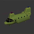 Green Helicopter with Dual Rotors Round Windows and Streamlined Fuselage on Dark Background with Reflection