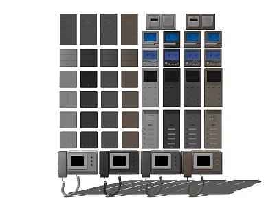 Modern Switch Panels With Various Colors Designs And Digital Display Screens 3d model
