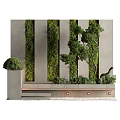 Modern Vertical Living Plant Wall With Round Potted Plant And Steps Lighting
