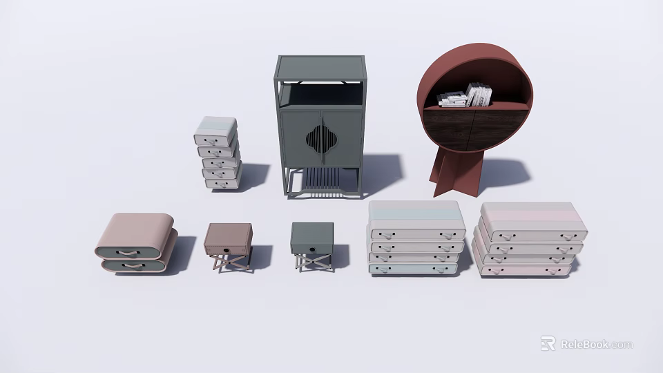Modern Entryway And Side Cabinets With Minimalist Design Various Storage Solutions And Colors 3d model 