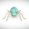 Spider Shaped Decorative Ornament Set With Golden Legs And Turquoise Spheres