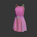 Stylish Women's Pink Checkered Dress With Spaghetti Straps And Waist Belt