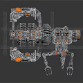 Futuristic Mechanical Creature With Intricate Metal Design Multi Legged Structure And Orange Accents
