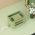 Green Storage Rack With Glass Door Compartments Holding Router Near Mobile Phone And White Flowers