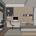 Modern Tatami Bedroom Interior Design With Tatami Bed Study Desk And Large Window