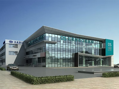 Modern Hospital Building Exterior Design With Glass Curtain Walls Main Entrance And Landscaping 3d model