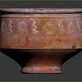 Traditional Handcrafted Red Ceramic Bowl Vessel With Intricate Carved Patterns And Sturdy Base