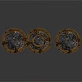 Three Antique Bronze Candelabra With Intricate Ornate Sculpted Tops And Base
