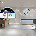 Modern Eyewear Specialty Store Interior With Display Screens Counter And Seating Area